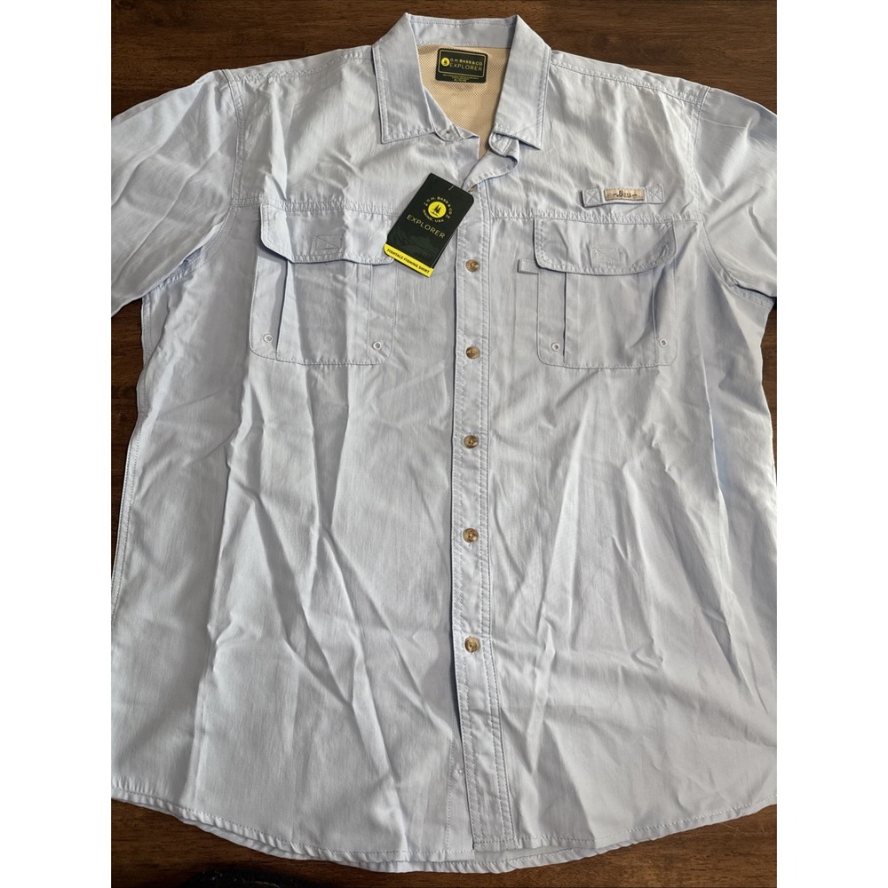 GH Bass & Co Explorer Fishing Shirt Button Down Mens XL Outdoors Hiking Blue NWT